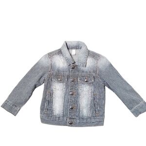 Frank & Ava Striped Denim Jacket Size: 4